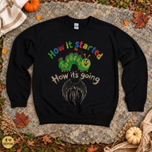 Mothman Caterpillar T-Shirt, How It Started How It’s Going Meme 7 Mothman Caterpillar Shirt, How It Started How It’s Going Meme