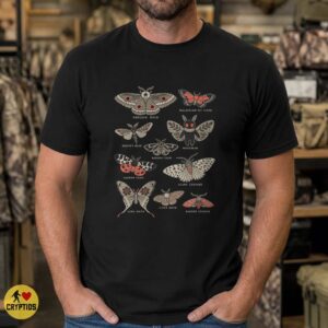 Mothman Entomology Field Guide T-Shirt, Vintage Moth Chart 9 Mothman Entomology Field Guide Shirt, Vintage Moth Chart