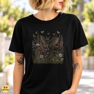 Mothman Girl Wildflower Garden Cottagecore Shirt For Girls