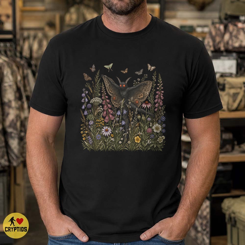 Mothman Girl Wildflower Garden Cottagecore T-Shirt For Girls 3 Mothman Girl Wildflower Garden Cottagecore Shirt For Girls