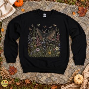 Mothman Girl Wildflower Garden Cottagecore T-Shirt For Girls 7 Mothman Girl Wildflower Garden Cottagecore Shirt For Girls