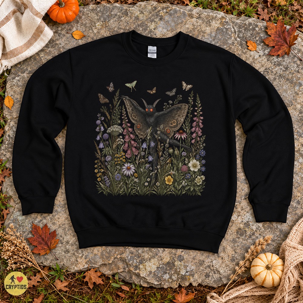 Mothman Girl Wildflower Garden Cottagecore T-Shirt For Girls 4 Mothman Girl Wildflower Garden Cottagecore Shirt For Girls