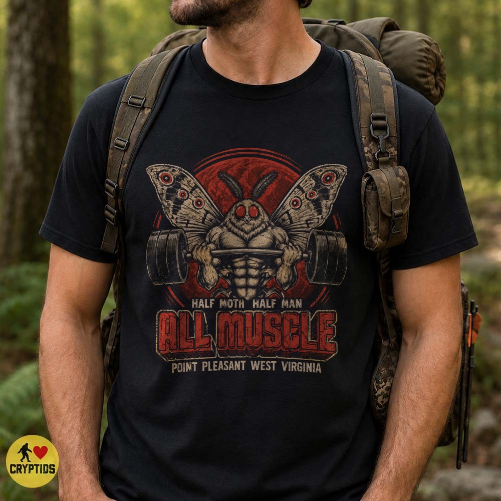 Mothman Gym All Muscle Cryptid Bodybuilding T-Shirt 2 Mothman Gym All Muscle Cryptid Bodybuilding Shirt