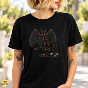 Mothman Laser Eyes Cat Funny Vintage T-Shirt 5 Mothman Laser Eyes Cat Funny Vintage Shirt