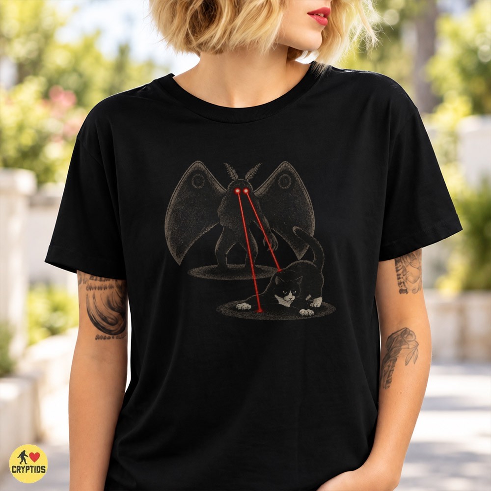 Mothman Laser Eyes Cat Funny Vintage T-Shirt 2 Mothman Laser Eyes Cat Funny Vintage Shirt