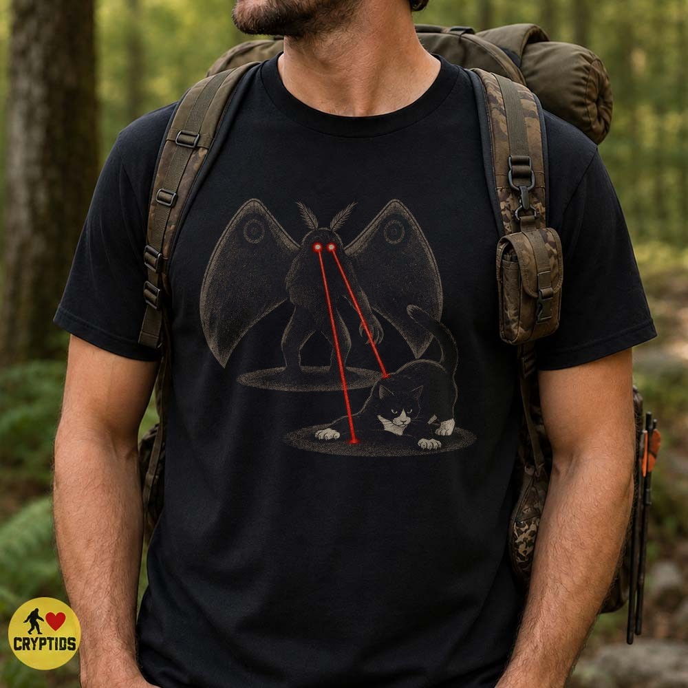 Mothman Laser Eyes Cat Funny Vintage T-Shirt 3 Mothman Laser Eyes Cat Funny Vintage Shirt