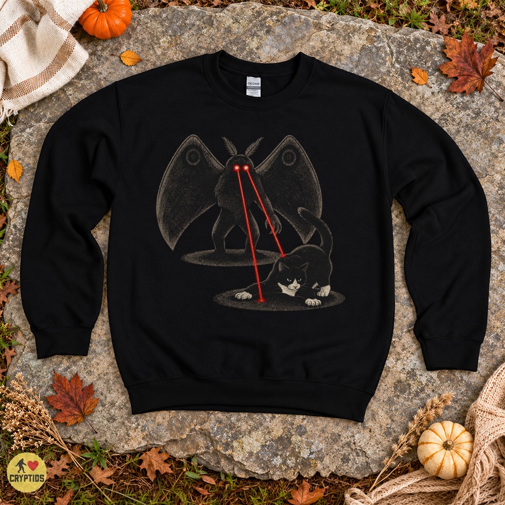 Mothman Laser Eyes Cat Funny Vintage T-Shirt 4 Mothman Laser Eyes Cat Funny Vintage Shirt