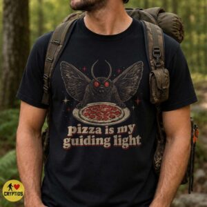 Mothman Pizza Is My Guiding Light Retro 70s Shirt