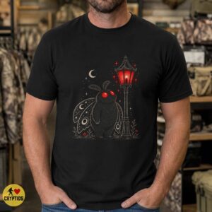 Mothman Street Lamp Shirt, Gothic Vintage Cryptid Design
