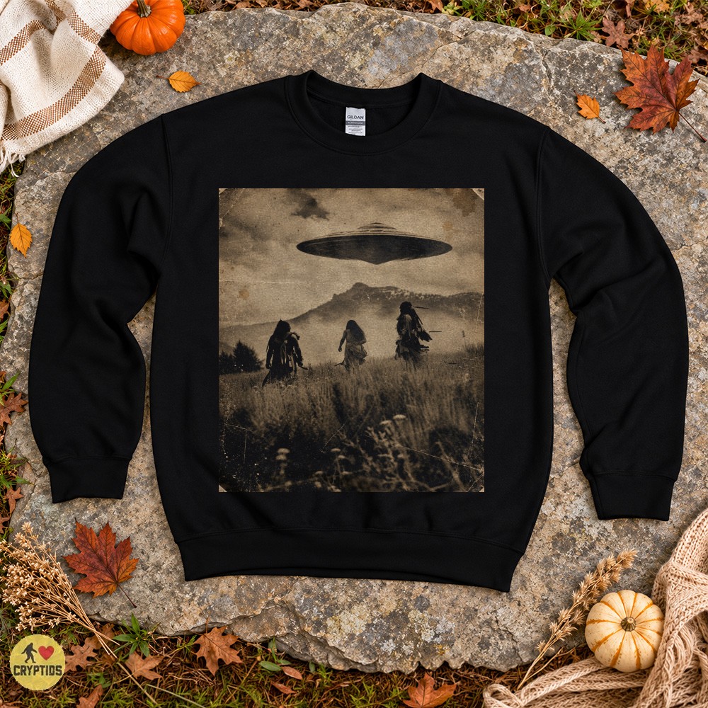 Native American UFO T-Shirt, Vintage Historical Alien Encounter Photo 4 Native American UFO Shirt, Vintage Historical Alien Encounter Photo