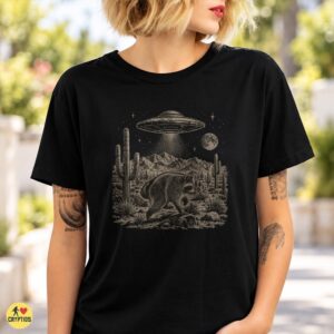Raccoon UFO Alien Abduction Desert Vintage Sci-Fi T-Shirt 5 Raccoon UFO Alien Abduction Desert Vintage Sci-Fi Shirt
