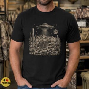 Raccoon UFO Alien Abduction Desert Vintage Sci-Fi Shirt