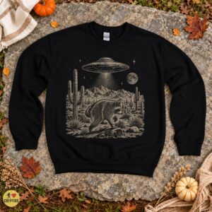Raccoon UFO Alien Abduction Desert Vintage Sci-Fi T-Shirt 7 Raccoon UFO Alien Abduction Desert Vintage Sci-Fi Shirt