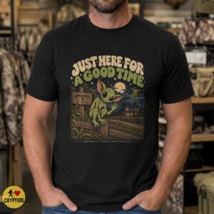 Retro Groovy Just Here for a Good Time Hopkinsville Goblin UFO T-Shirt 9 Retro Groovy Just Here for a Good Time Hopkinsville Goblin UFO Shirt