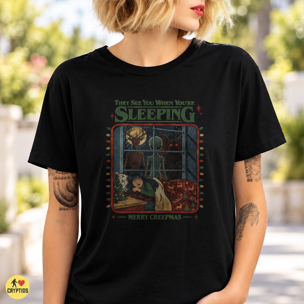 See You When You’re Sleeping Christmas Mothman Alien Wendigo T-Shirt 1950s 2 See You When You’re Sleeping Christmas Mothman Alien Wendigo Shirt 1950s