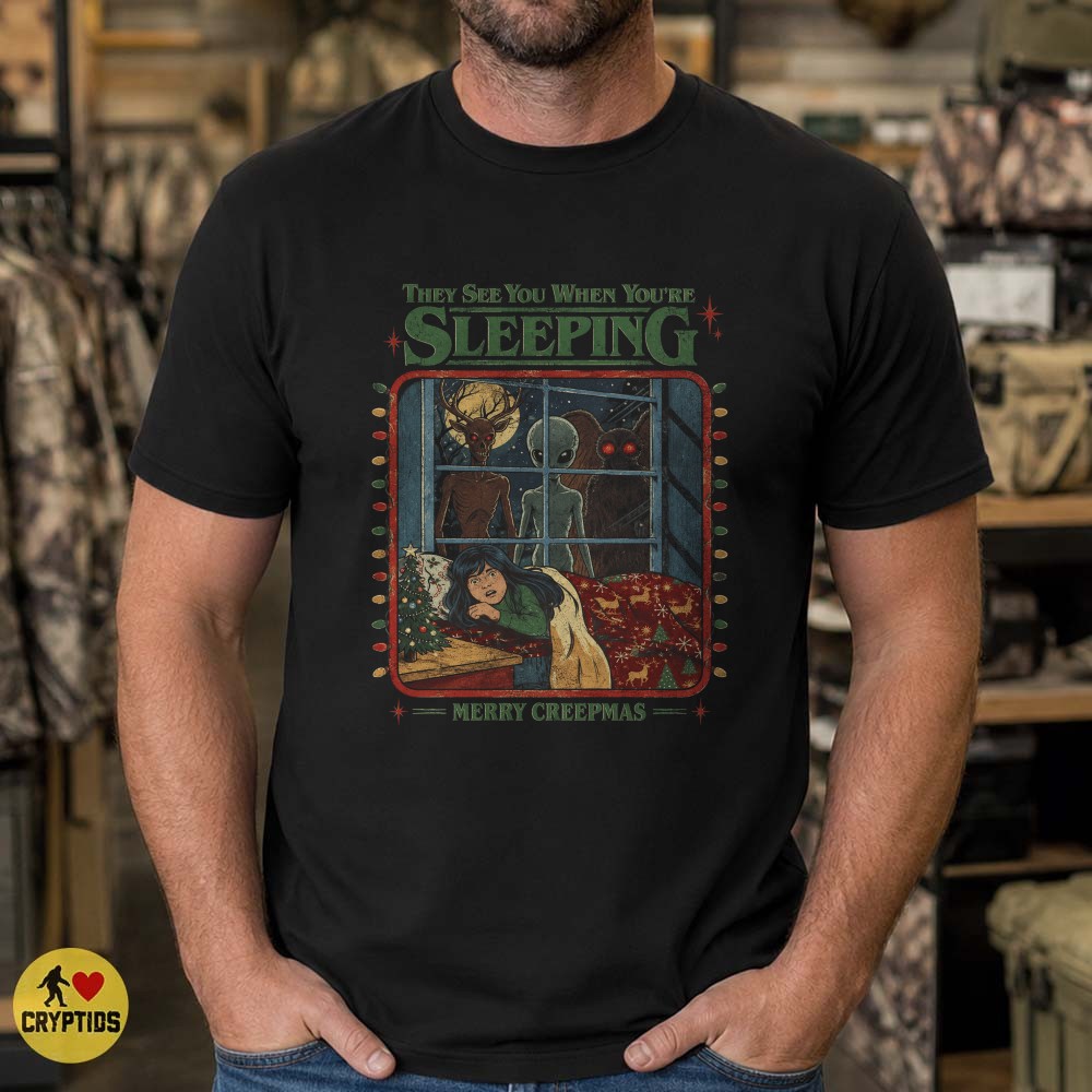 See You When You’re Sleeping Christmas Mothman Alien Wendigo T-Shirt 1950s 4 See You When You’re Sleeping Christmas Mothman Alien Wendigo Shirt 1950s