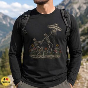 Skeleton UFO Abduction Cottagecore Wildflower Funny Shirt