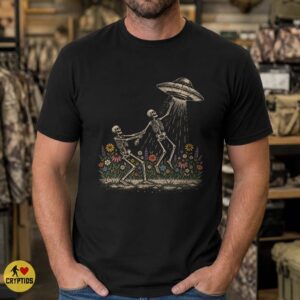 Skeleton UFO Abduction Cottagecore Wildflower Funny Shirt