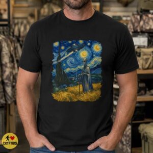 Starry Night Alien Encounter Shirt, Van Gogh Inspired