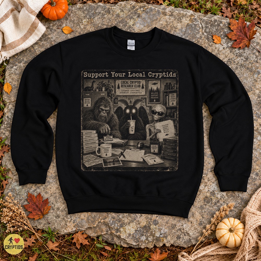 Support Your Local Cryptids T-Shirt, Bigfoot Mothman Alien Research Club 4 Support Your Local Cryptids Shirt, Bigfoot Mothman Alien Research Club