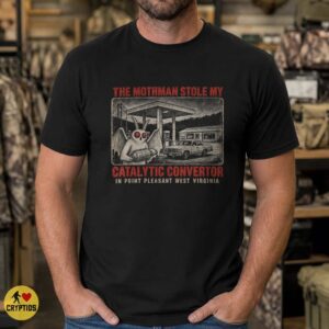 The Mothman Stole My Catalytic Converter Vintage 1970s Funny Shirt