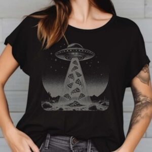 UFO Pizza Abduction Shirt, Retro Alien Humor