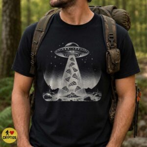 UFO Pizza Abduction Shirt, Retro Alien Humor