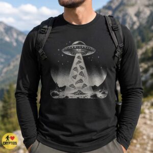 UFO Pizza Abduction Shirt, Retro Alien Humor