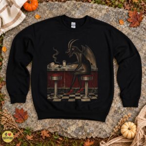 Vintage Diner Jersey Devil Retro Americana Horror Art Shirt