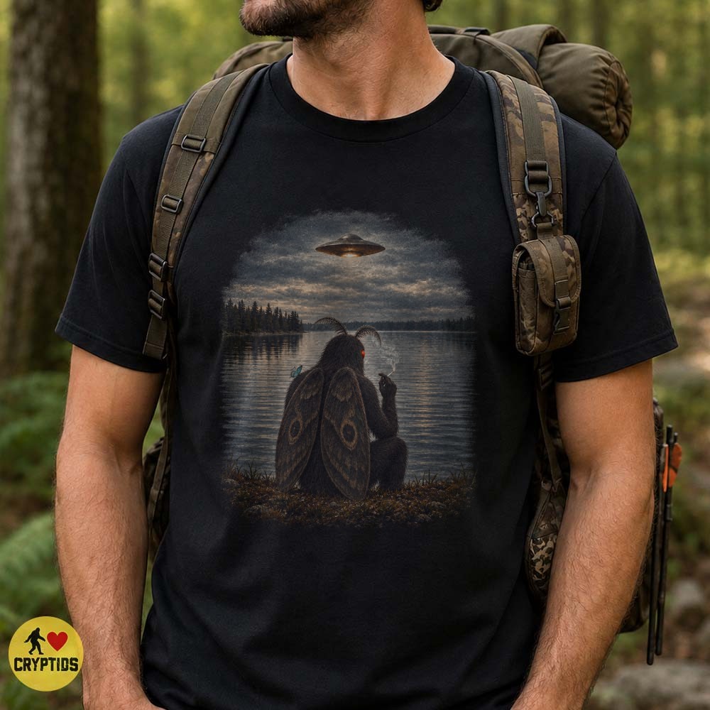 Vintage Mothman Smoking by the Lake T-Shirt 3 Vintage Mothman Smoking by the Lake Shirt