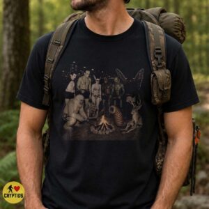 Vintage Universal Monsters Movie Photo Cryptids Campfire Cookout Shirt