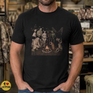 Vintage Universal Monsters Movie Photo Cryptids Campfire Cookout Shirt