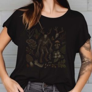Wendigo Botanical Field Guide Shirt, Forest Cryptid