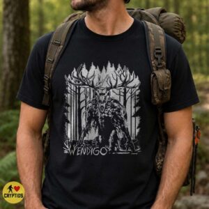 Wendigo Forest Horror Shirt, Black Metal Cryptid