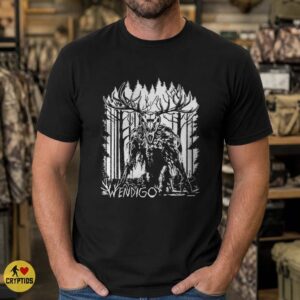 Wendigo Forest Horror Shirt, Black Metal Cryptid