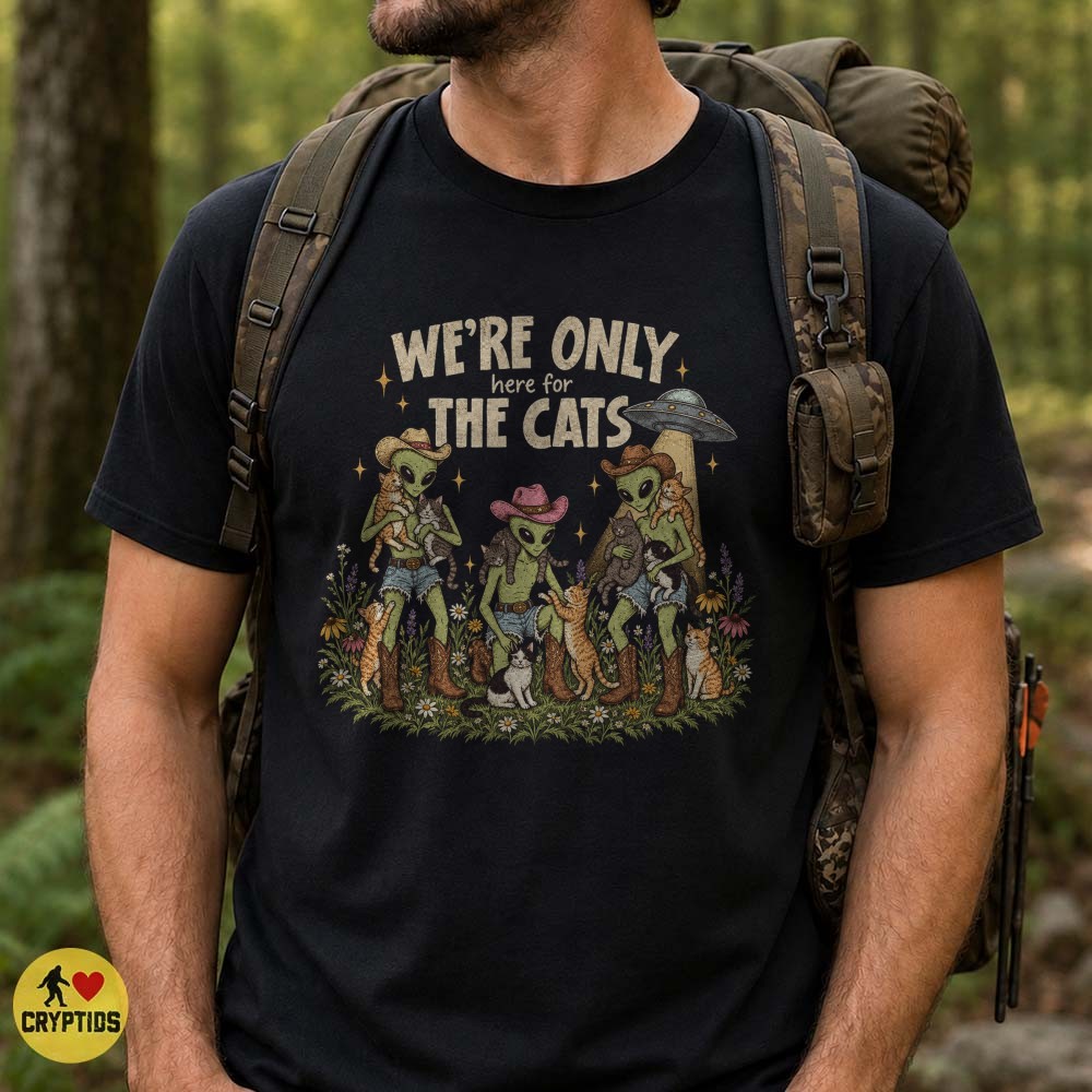 We’re Only Here for the Cats Retro Western Alien Cowgirl T-Shirt 2 We’re Only Here for the Cats Retro Western Alien Cowgirl Shirt