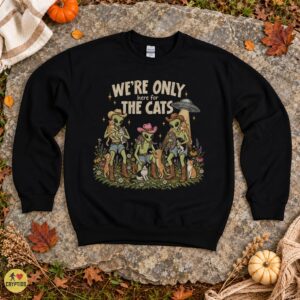 We’re Only Here for the Cats Retro Western Alien Cowgirl T-Shirt 7 We’re Only Here for the Cats Retro Western Alien Cowgirl Shirt