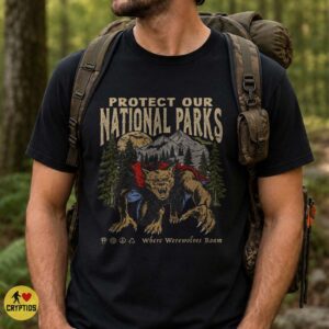Werewolf Protect Our National Parks Shirt, Vintage Outdoor Horror